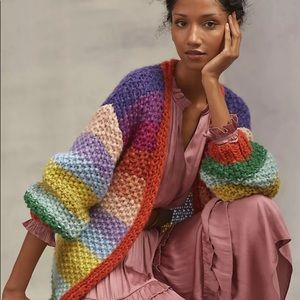Rainbow Chunky Cardigan NWT